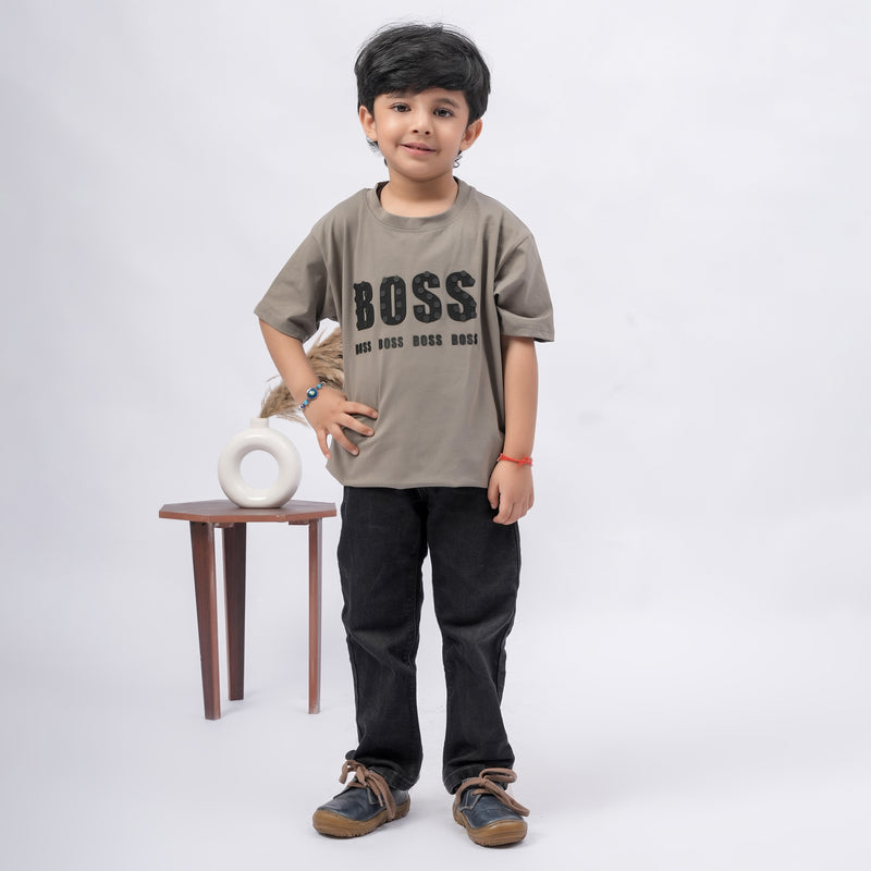 Boys BOSS Printed T-Shirt – White, Black, Purple & Grey