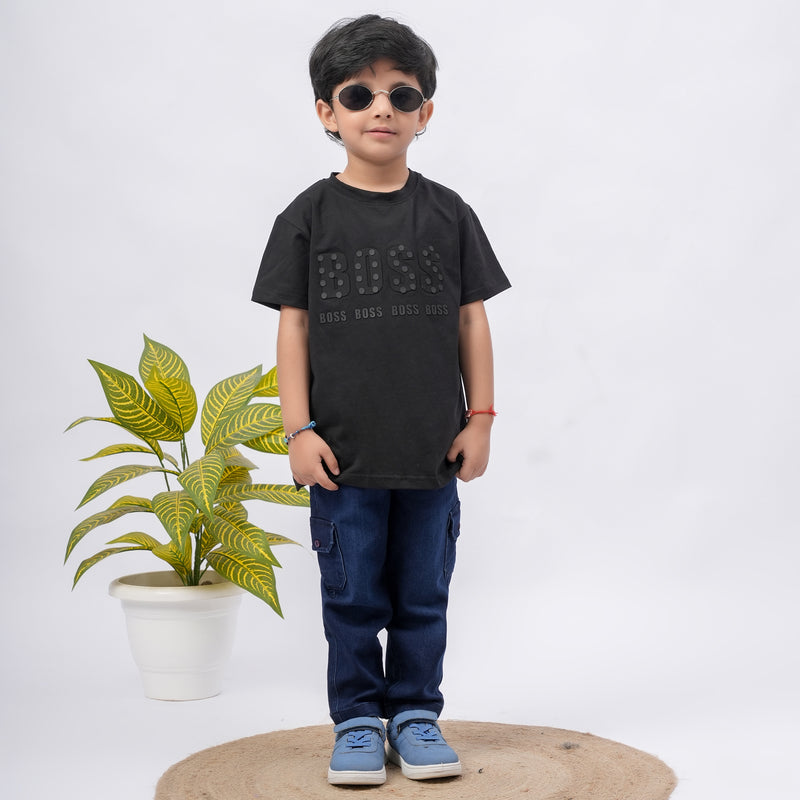 Boys BOSS Printed T-Shirt – White, Black, Purple & Grey