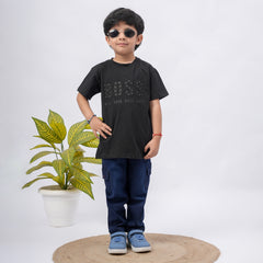 Boys BOSS Printed T-Shirt – White, Black, Purple & Grey