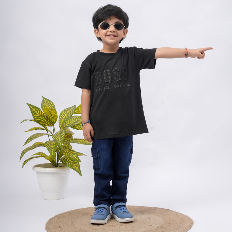 Boys BOSS Printed T-Shirt – White, Black, Purple & Grey