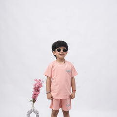 Brooklyn Boys’ Coord Set – Casual T-Shirt & Shorts (Black, Off White, Purple, Brown, Pink)
