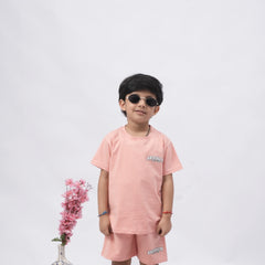 Brooklyn Boys’ Coord Set – Casual T-Shirt & Shorts (Black, Off White, Purple, Brown, Pink)