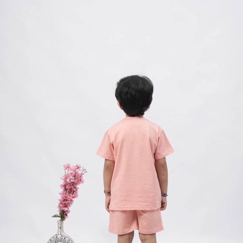 Brooklyn Boys’ Coord Set – Casual T-Shirt & Shorts (Black, Off White, Purple, Brown, Pink)