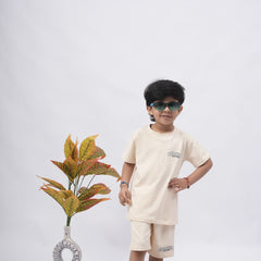 Brooklyn Boys’ Coord Set – Casual T-Shirt & Shorts (Black, Off White, Purple, Brown, Pink)