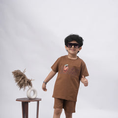Coca-Cola Boys’ Coord Set – Graphic T-Shirt & Shorts (Black, Off White, Purple, Brown, Pink)