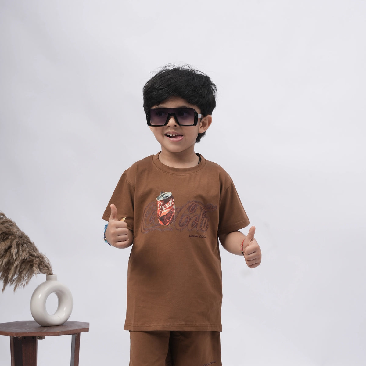 Coca-Cola Boys’ Coord Set – Graphic T-Shirt & Shorts (Black, Off White, Purple, Brown, Pink) - image 1