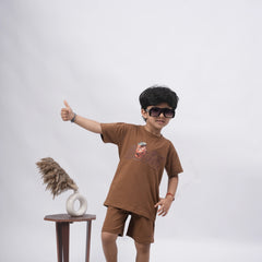 Coca-Cola Boys’ Coord Set – Graphic T-Shirt & Shorts (Black, Off White, Purple, Brown, Pink)