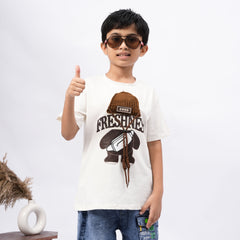 Freshness Bear Print T-Shirt for Boys – White, Black, Purple & Grey