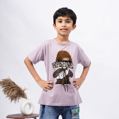 Freshness Bear Print T-Shirt for Boys – White, Black, Purple & Grey