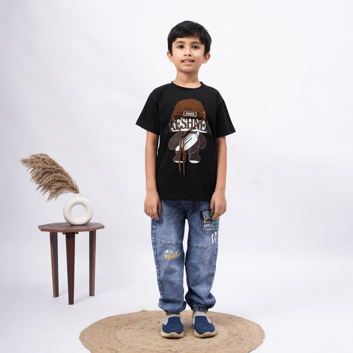 Freshness Bear Print T-Shirt for Boys – White, Black, Purple & Grey - image 4