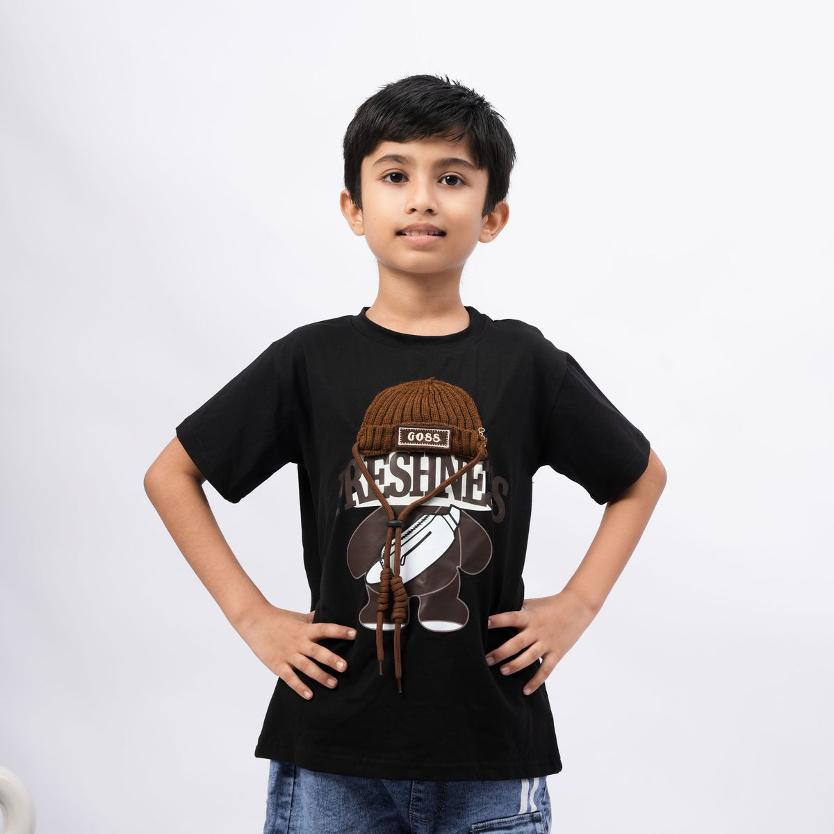 Freshness Bear Print T-Shirt for Boys – White, Black, Purple & Grey - image 1