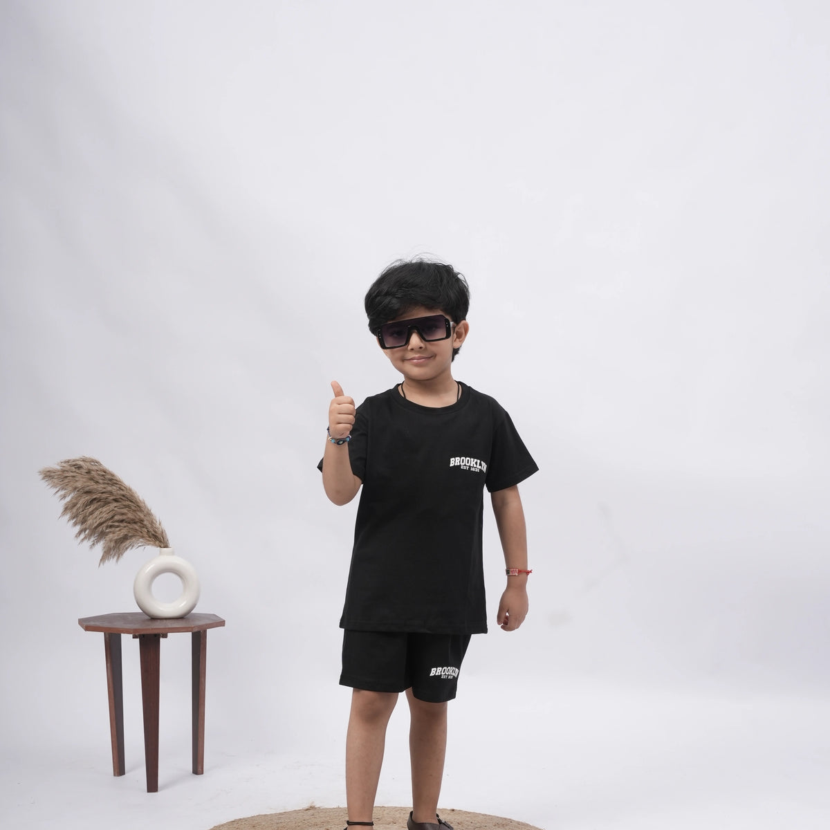 Brooklyn Boys’ Coord Set – Casual T-Shirt & Shorts (Black, Off White, Purple, Brown, Pink) - image 6