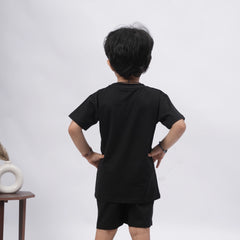 Brooklyn Boys’ Coord Set – Casual T-Shirt & Shorts (Black, Off White, Purple, Brown, Pink)