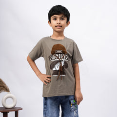 Freshness Bear Print T-Shirt for Boys – White, Black, Purple & Grey