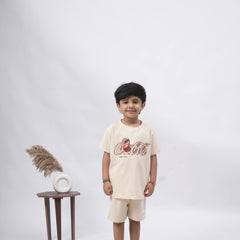 Coca-Cola Boys’ Coord Set – Graphic T-Shirt & Shorts (Black, Off White, Purple, Brown, Pink)