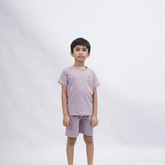 Brooklyn Boys’ Coord Set – Casual T-Shirt & Shorts (Black, Off White, Purple, Brown, Pink)