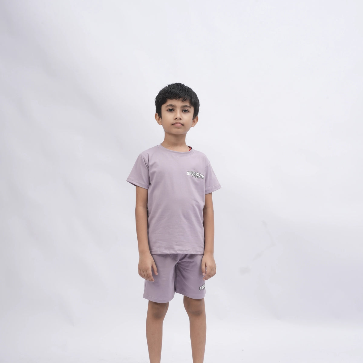 Brooklyn Boys’ Coord Set – Casual T-Shirt & Shorts (Black, Off White, Purple, Brown, Pink) - image 14