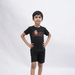 Coca-Cola Boys’ Coord Set – Graphic T-Shirt & Shorts (Black, Off White, Purple, Brown, Pink)