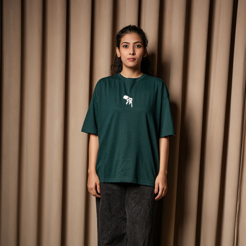 Women’s Oversized Graphic T-Shirt – “No Rain No Flowers” Back Print | Casual Streetwear Tee