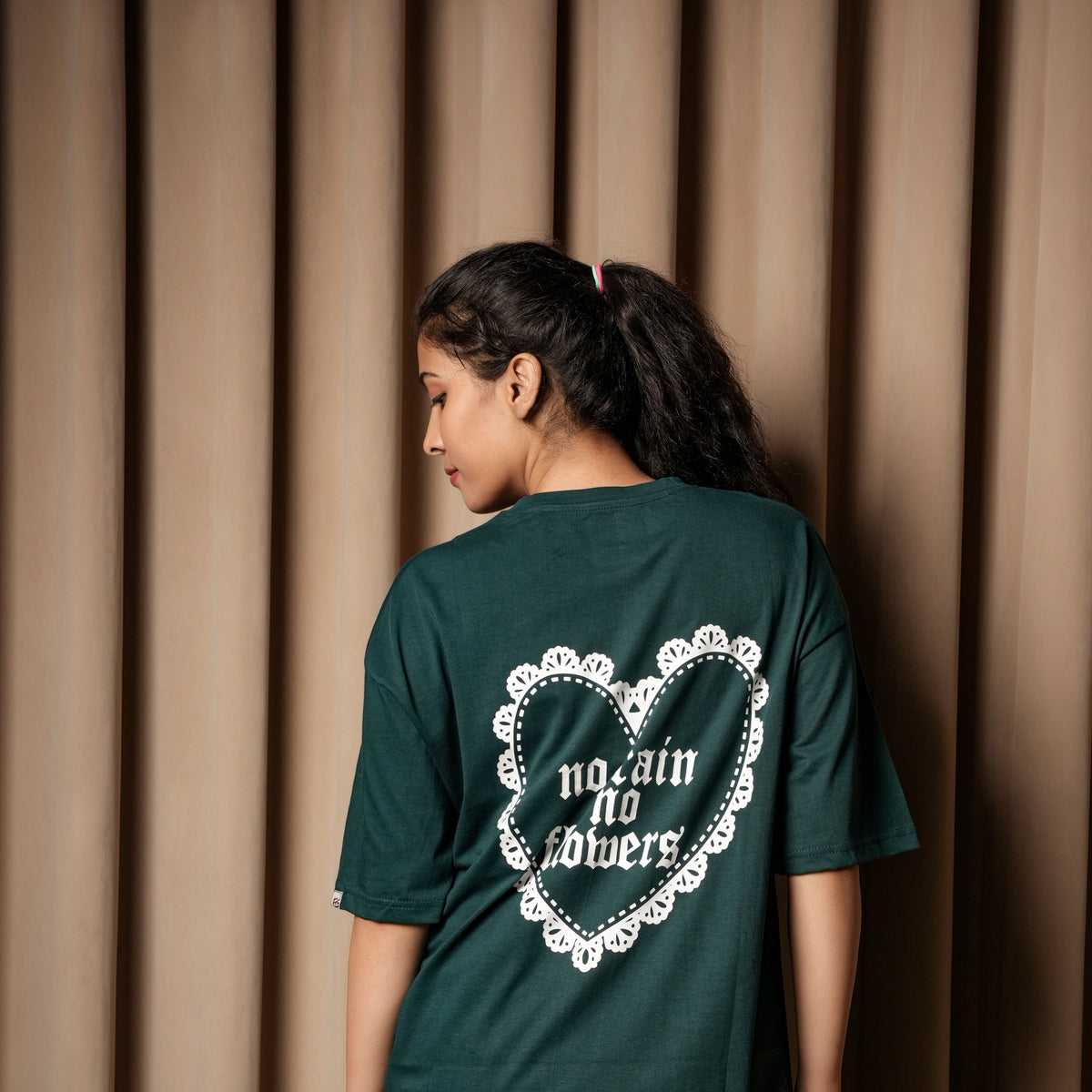 Women’s Oversized Graphic T-Shirt – “No Rain No Flowers” Back Print | Casual Streetwear Tee - image 4