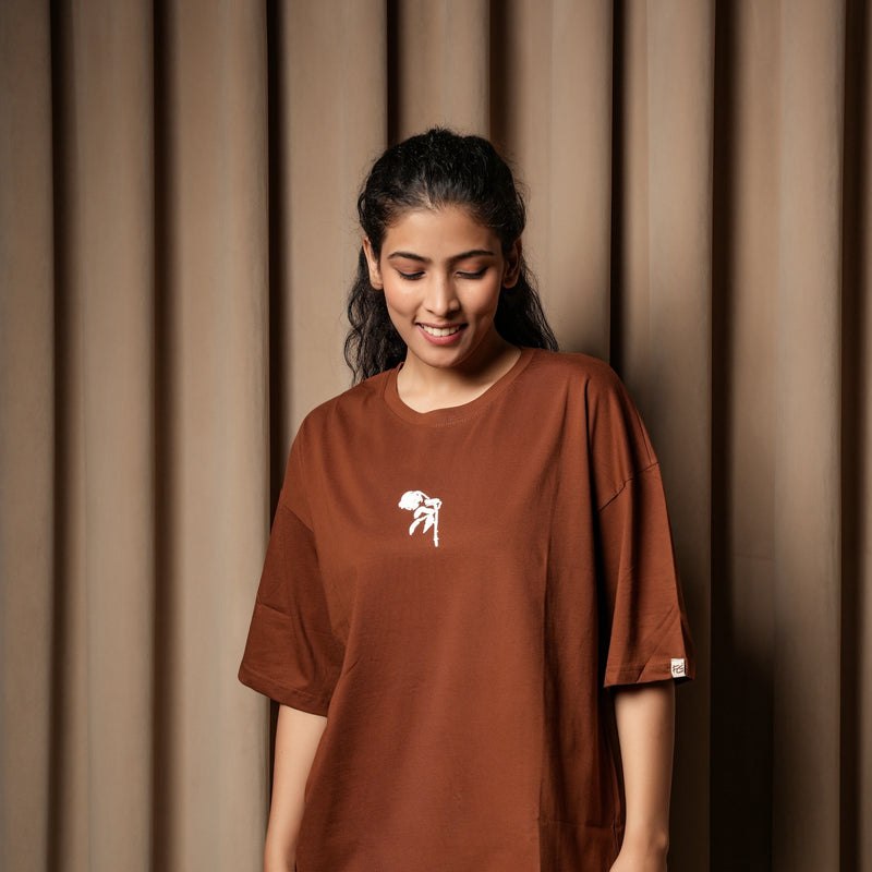 Women’s Oversized Graphic T-Shirt – “No Rain No Flowers” Back Print | Casual Streetwear Tee