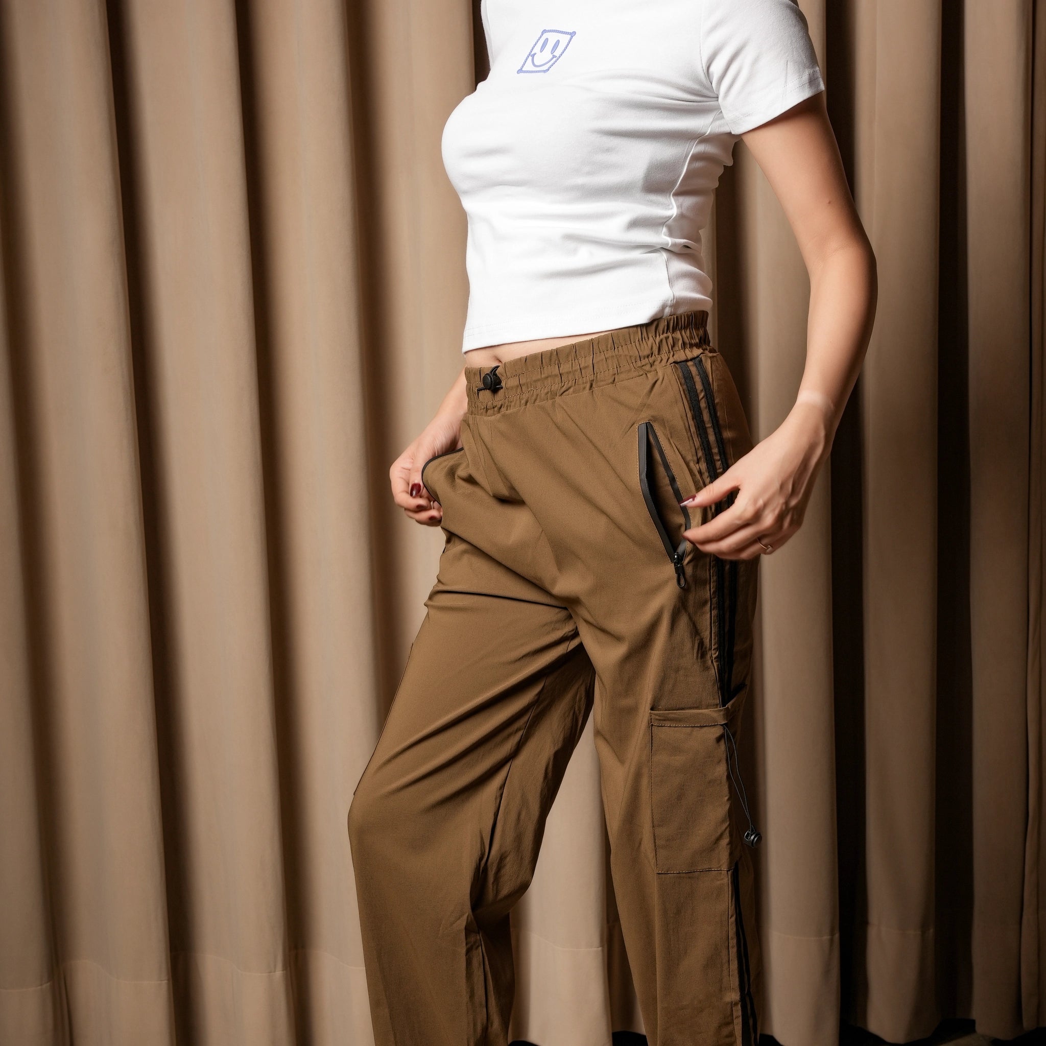 Women’s Brown Cargo Pyjamas – Relaxed Fit Stylish Bottom Wear