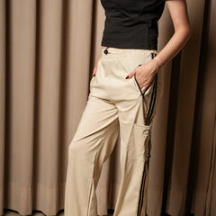 Women’s Beige or Grey Cargo Pyjamas – Relaxed Fit Utility Bottoms