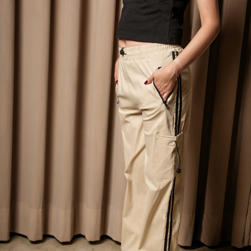 Women’s Beige or Grey Cargo Pyjamas – Relaxed Fit Utility Bottoms