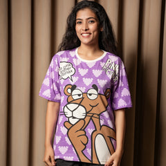 Women’s Oversized Pink Panther Graphic T-Shirt – Cartoon Print Casual Streetwear Tee