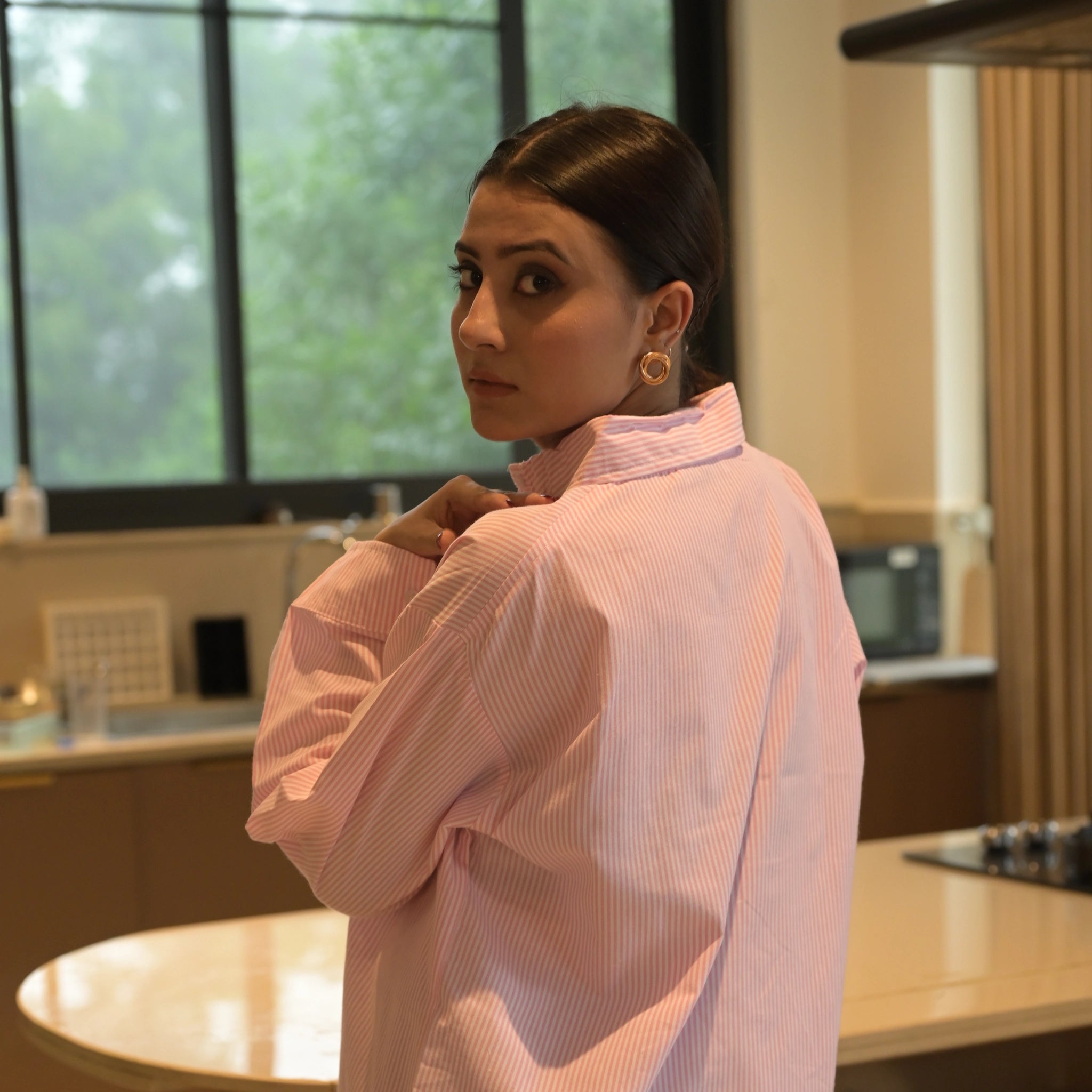 Women's Striped Oversized Formal Shirt