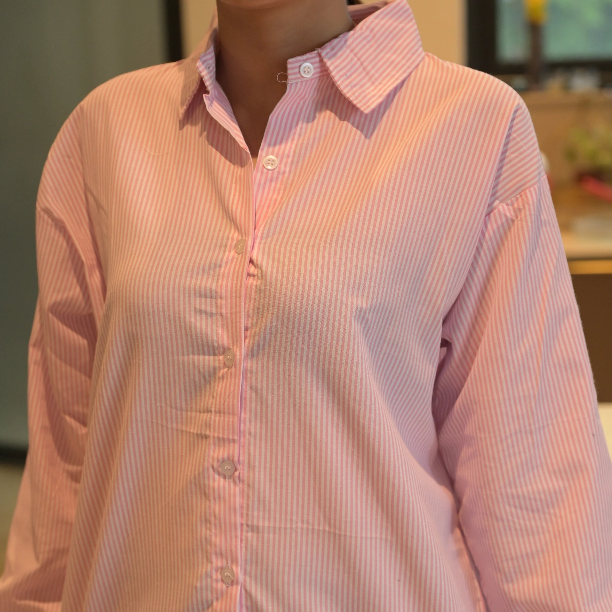 Women's Striped Oversized Formal Shirt