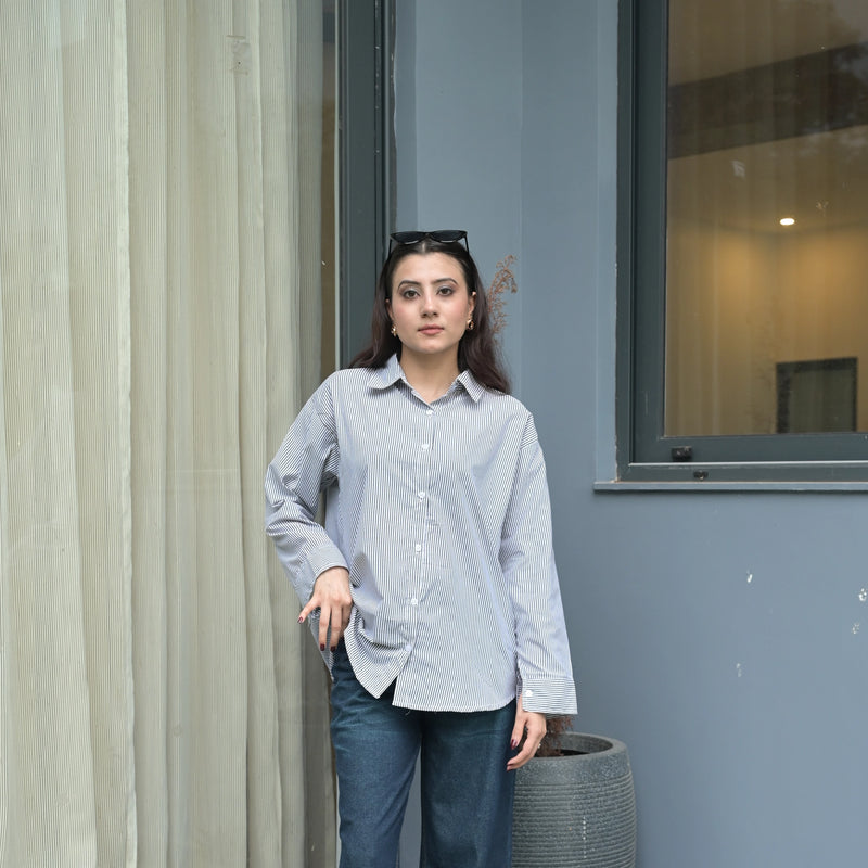 Women's Striped Oversized Formal Shirt