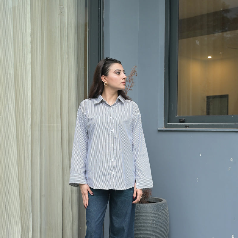 Women's Striped Oversized Formal Shirt