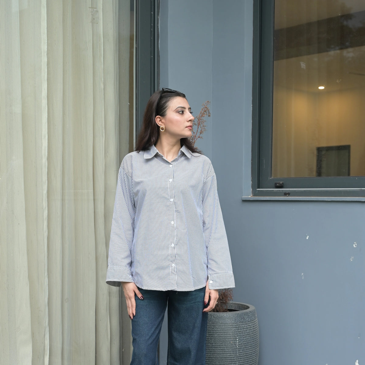Women's Striped Oversized Formal Shirt - image 8