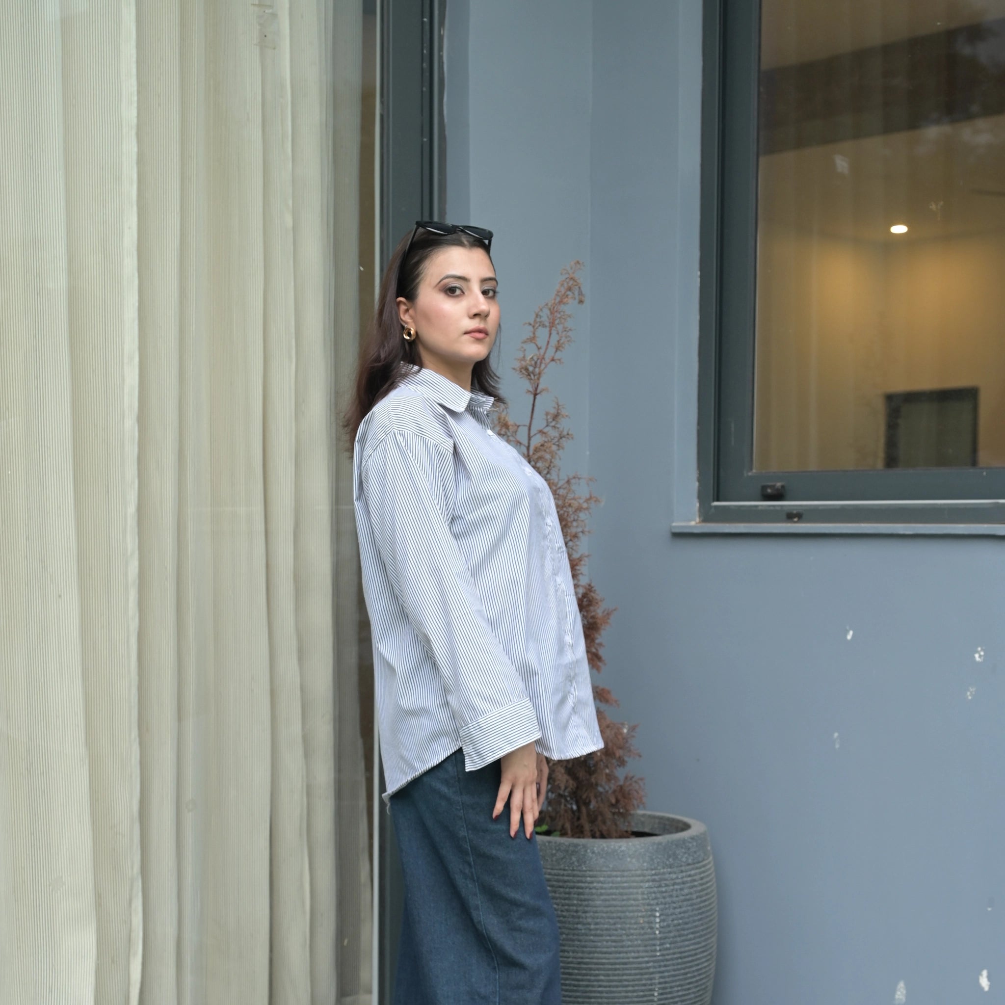 Women's Striped Oversized Formal Shirt