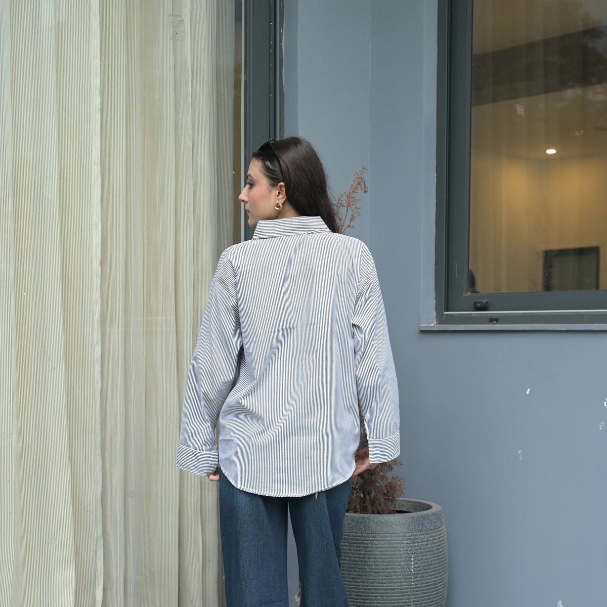 Women's Striped Oversized Formal Shirt - image 6
