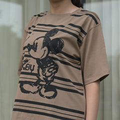 Women's Oversized T-Shirt – Striped Mickey Graphic