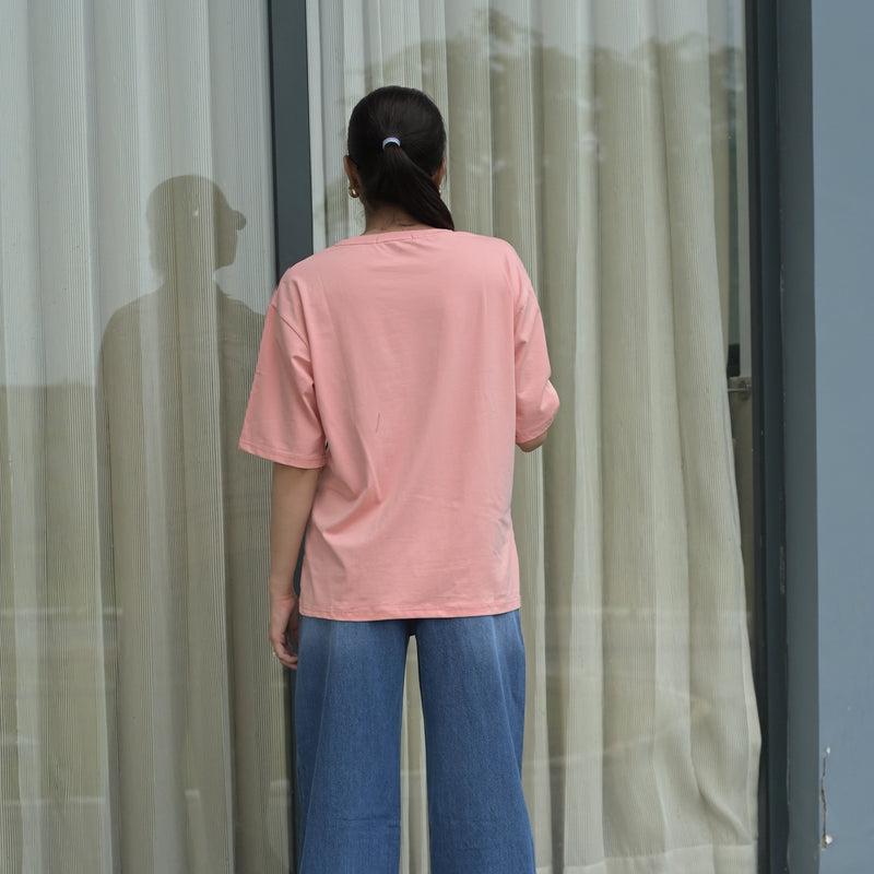 Women's Oversized T-Shirt – Striped Mickey Graphic