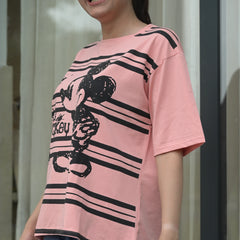 Women's Oversized T-Shirt – Striped Mickey Graphic