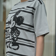 Women's Oversized T-Shirt – Striped Mickey Graphic