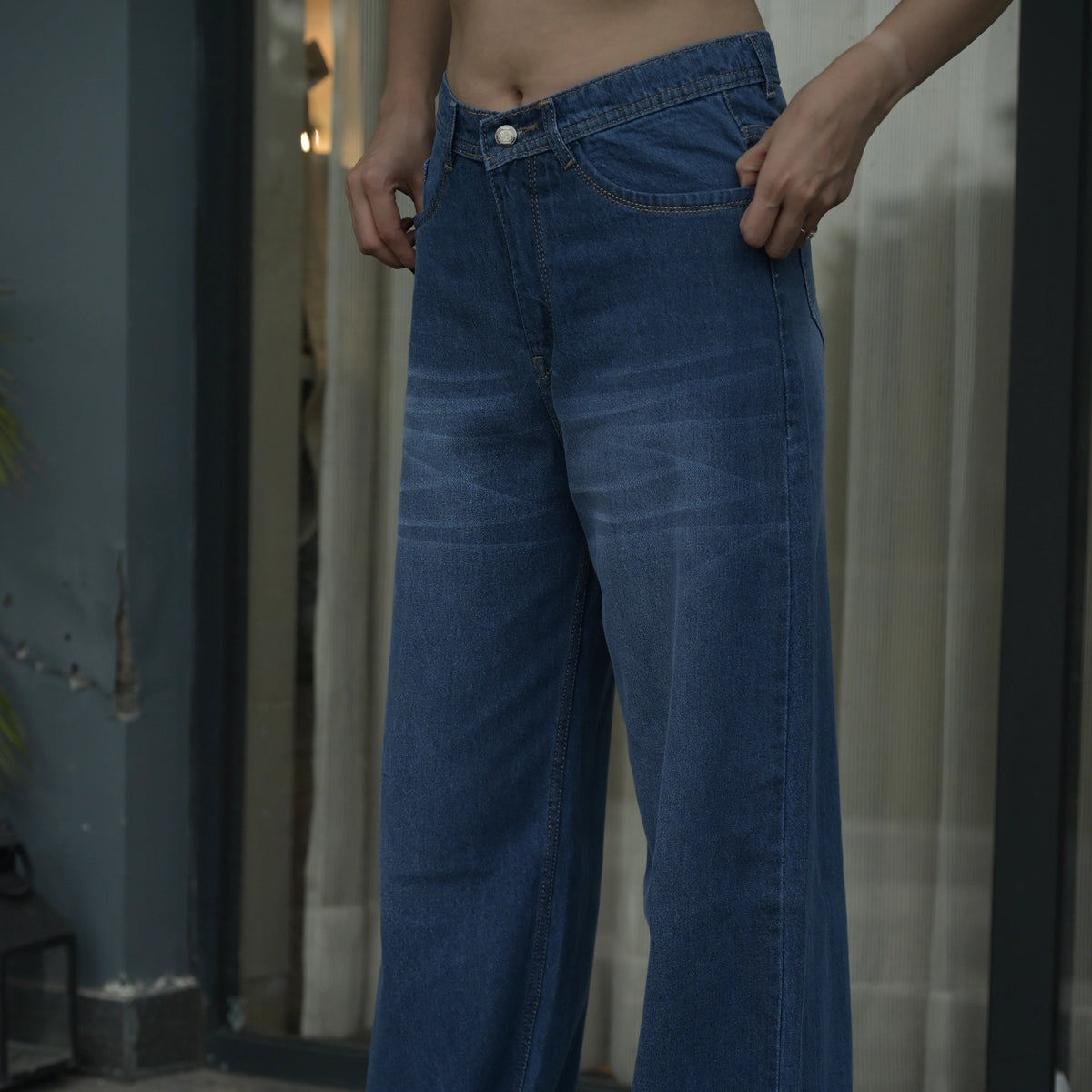 Women’s Blue Wide Leg Jeans – High Waist Relaxed Fit Denim - image 3