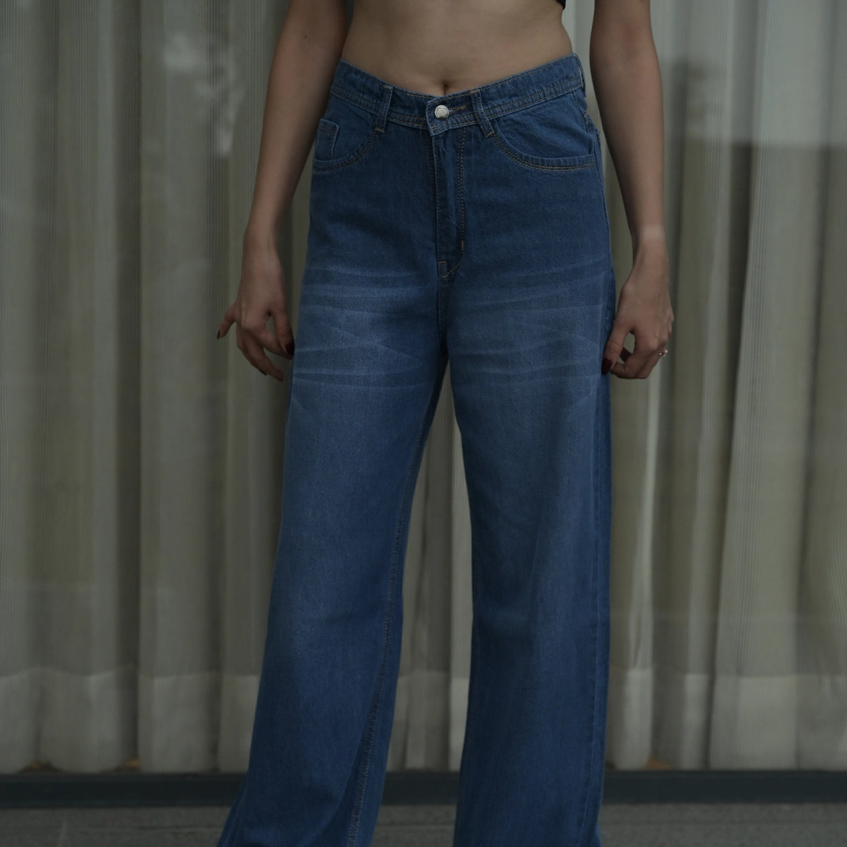 Women’s Blue Wide Leg Jeans – High Waist Relaxed Fit Denim - image 1