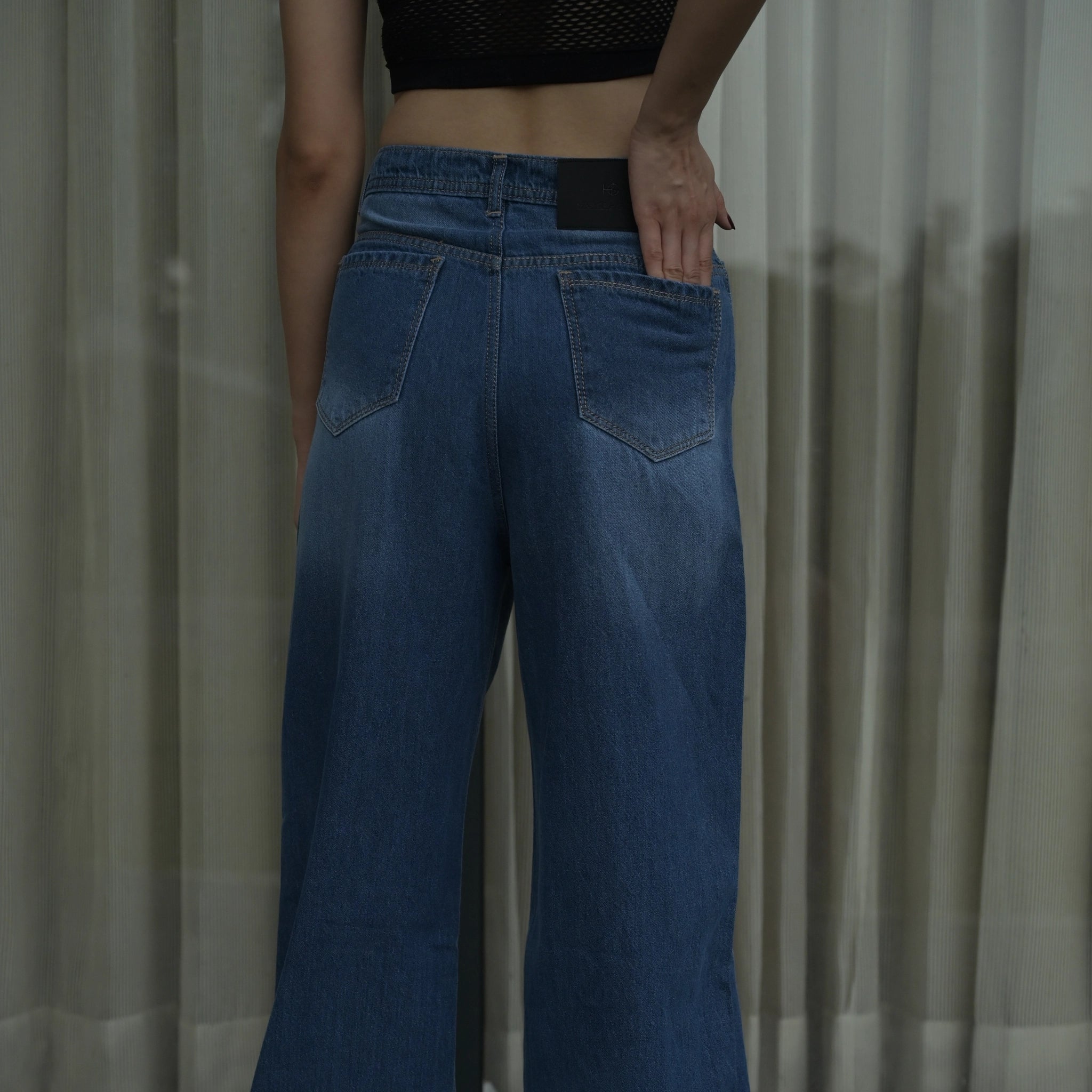 Women’s Blue Wide Leg Jeans – High Waist Relaxed Fit Denim