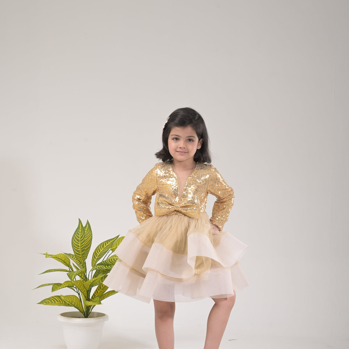 Golden Majestic Princess Dress – Stylish and Regal Look for Girls - image 1