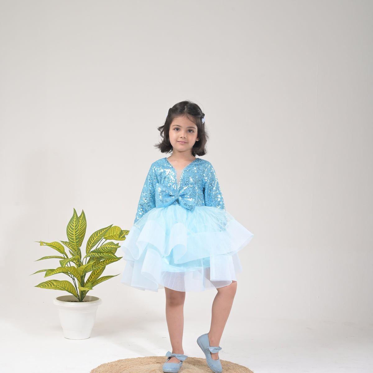 Girls Majestic Sky Layered Dress – Shimmery and Stunning Look - image 1