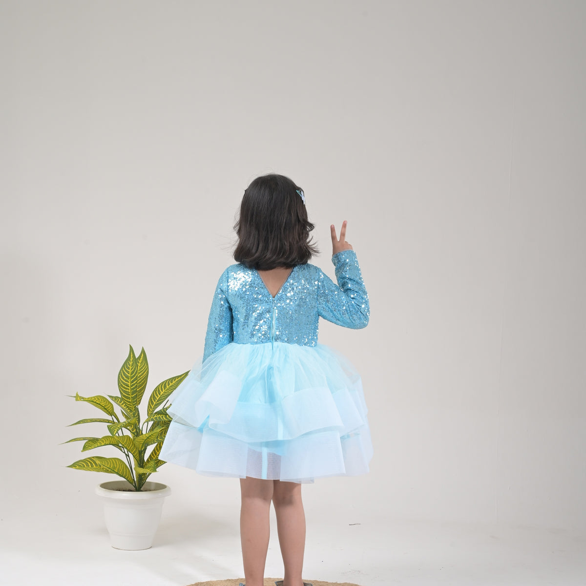 Girls Majestic Sky Layered Dress – Shimmery and Stunning Look - image 4