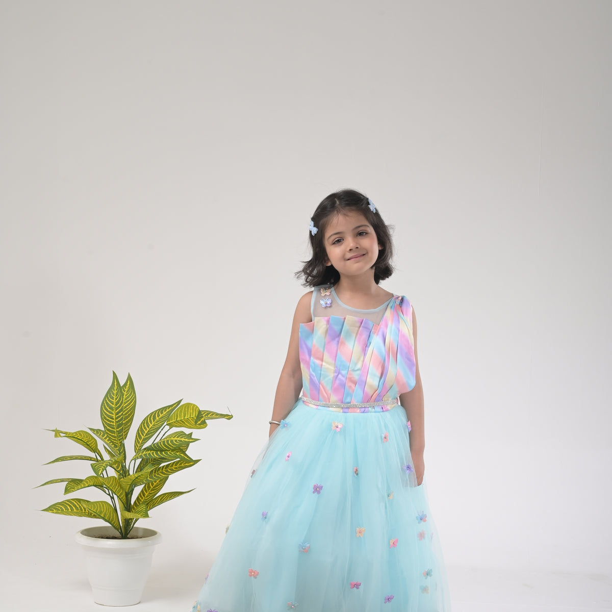Sleeveless Butterfly Gown for Kids - Elegant and Whimsical Party Wear - image 1