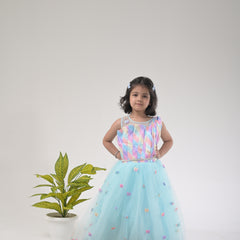 Sleeveless Butterfly Gown for Kids - Elegant and Whimsical Party Wear