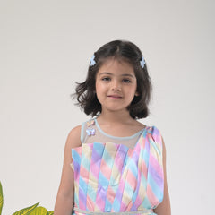 Sleeveless Butterfly Gown for Kids - Elegant and Whimsical Party Wear