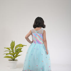 Sleeveless Butterfly Gown for Kids - Elegant and Whimsical Party Wear